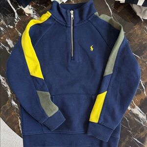 Polo by Ralph Lauren Men's Blue and Yellow Zip-Up Sweater